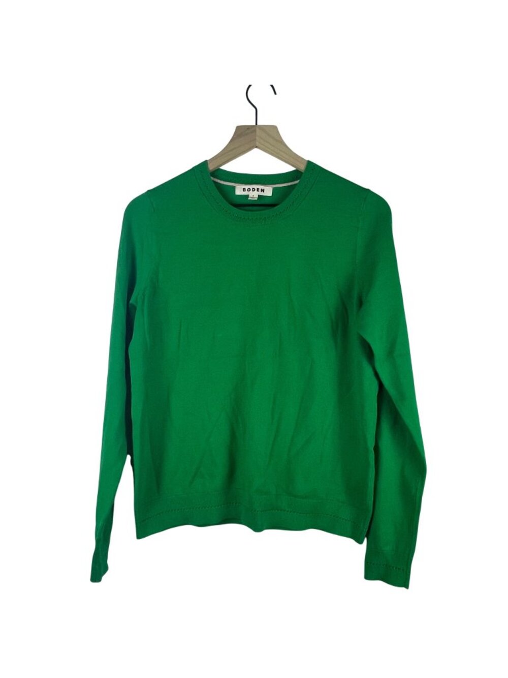 Boden Green Crew Neck Long Sleeve Cotton Blend Sweater Womens Medium lightweight
